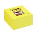 Lipnūs lapeliai POST-IT Super sticky kubas, 76 x 76 mm, 350 lapelių, geltona