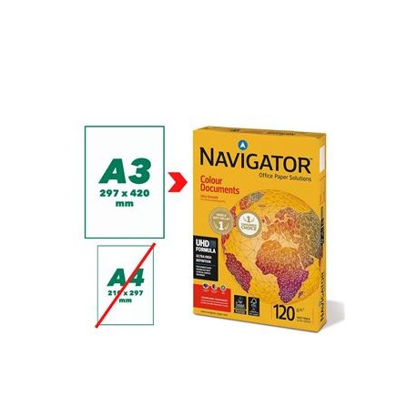 Biuro popierius NAVIGATOR COLOUR DOCUMENTS, A3, 120 g/m2, 500 lapų